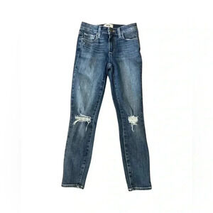 Paige Verdugo Crop Dark Wash Distressed Jeans Size 25